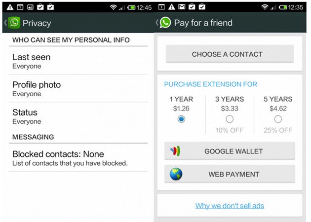 Nuevo WhatsApp Android permite pagarle la aplicación a terceros