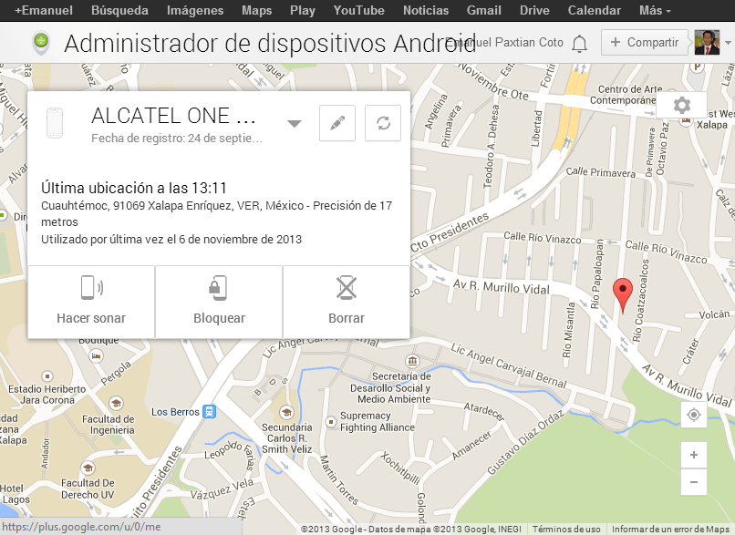 Activar localización remota en android y bloqueo del dispositivo.