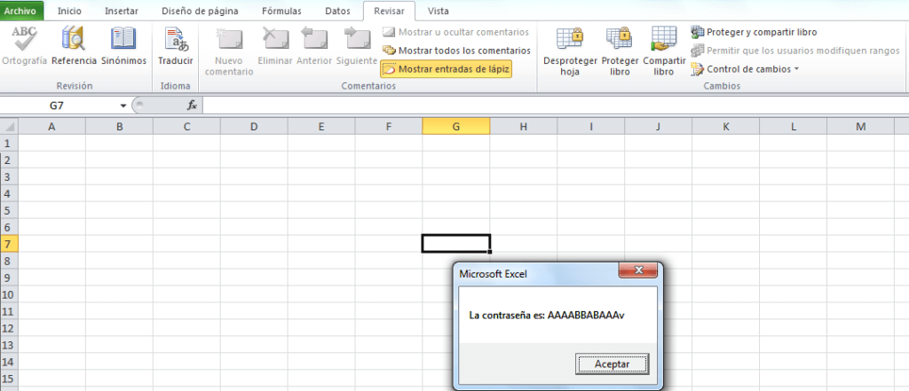 Desproteger hoja de Excel